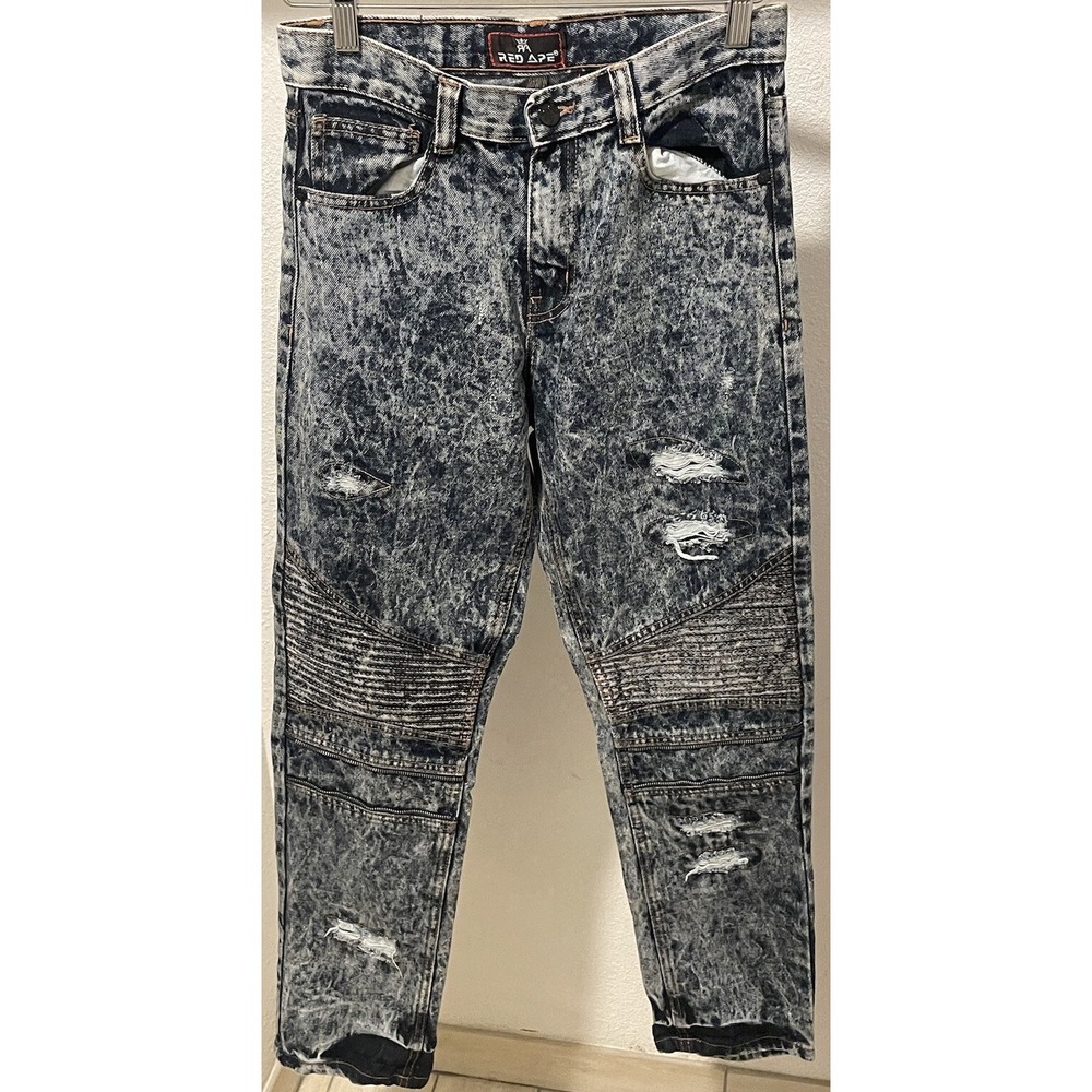 Vintage Men's 28x30 Dark Red Ape Jeans Cotton Baggy‎ Hip Hop Y2K 90s
